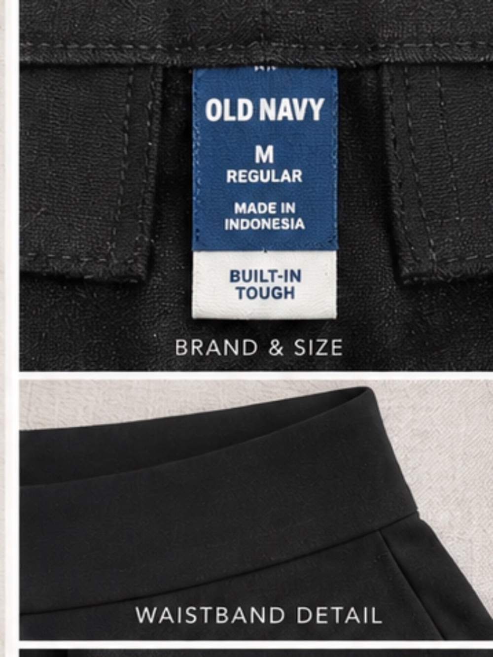 Old Navy Black High Rise Wide Leg Pants Size M Pull On Trousers - Picture 5 of 5